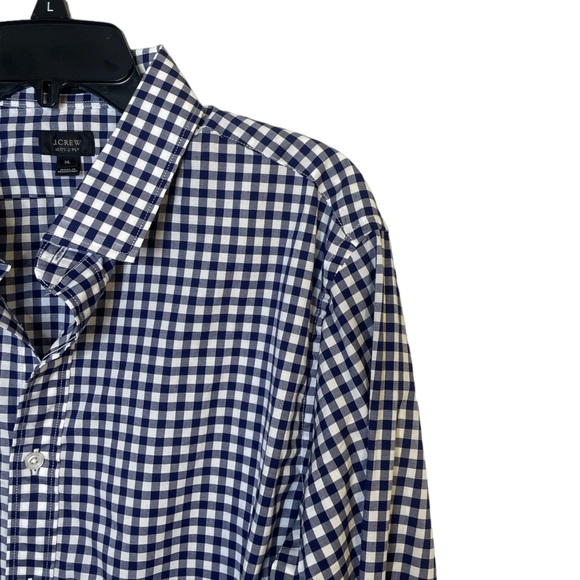 J Crew | NWOT Men’s Ludlow Navy White Gingham Long Sleeve Button Down Size XL - Picture 3 of 9